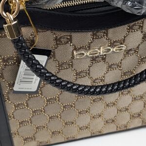 Bebe Elegant Black and Tan Shoulder Bag